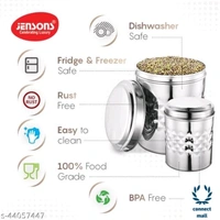 Essential Jars & Containers - L  X H X  W:  13.5 X 16.5 X 13.5cm, Mirror Polish S.Steel, Stainless Steel, 4 Pieces  of pack 1